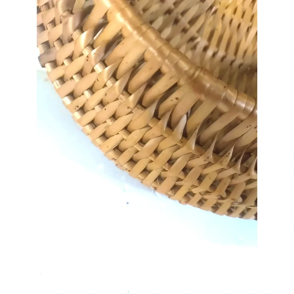 Rattan Wicker Half Moon Basket Hanging Plant Storage Light Tan